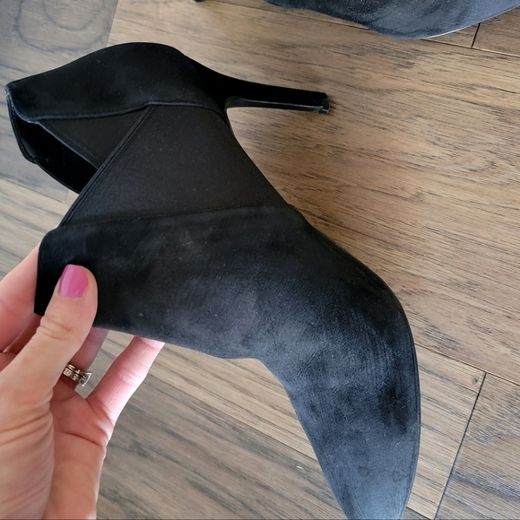 COLE HAAN ANKLE Suede Booties Boots Heels Shoes Black Size 10 - Picture 7 of 9